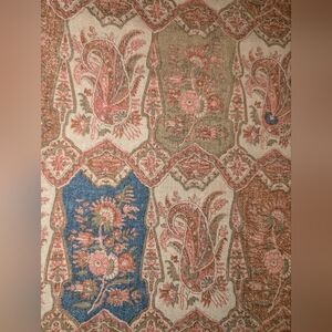 POTTERY BARN Paisley Floral Tile 24" Pillow Cover Green Tan Rust Pink Blue Linen